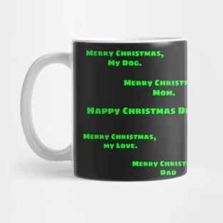 Greetings for Christmas Green Text Mug